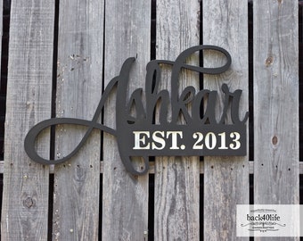 Family Name and Established Date Wood Cutout (S-025) - Back40Life