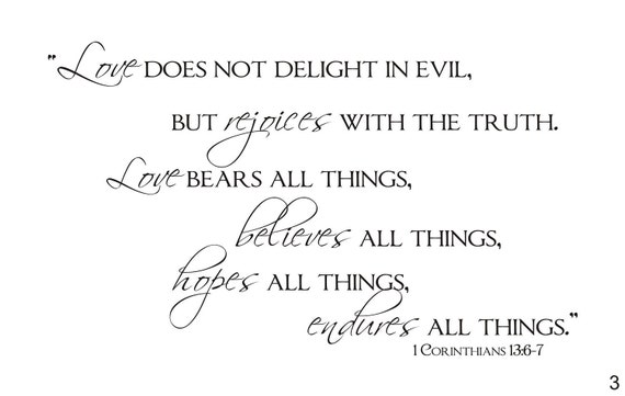 Back40life Love Endures All Things 1 Corinthians 136 7 Vinyl Wall Decal B 042