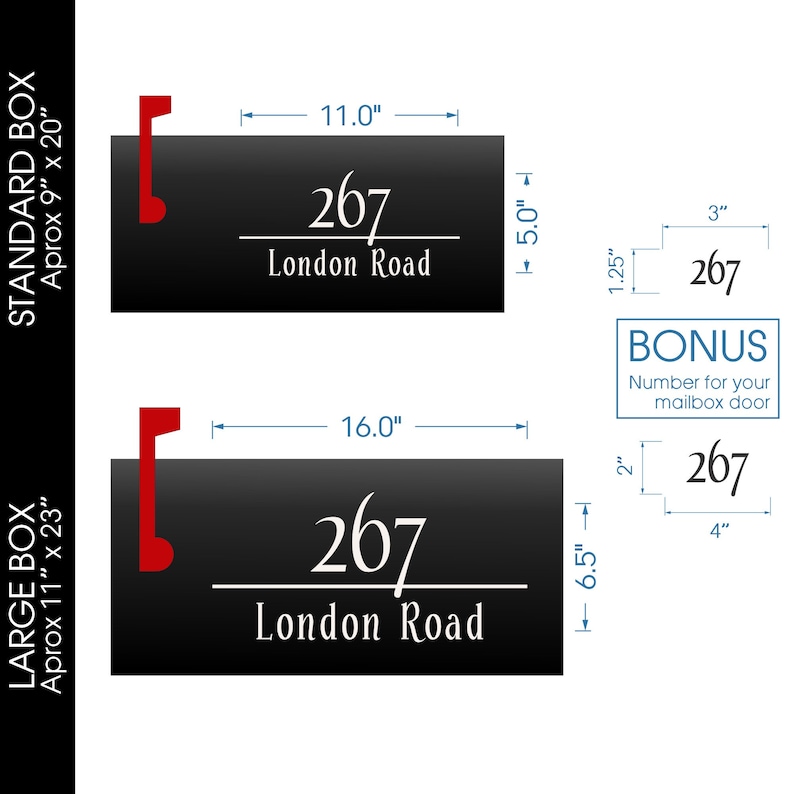 Personalized Mailbox Numbers - Street Address Vinyl Decal - Custom Decorative Numbering Street Name House Number Gift E-004c - Back40Life image 2
