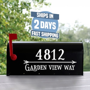 Personalized Mailbox Numbers - Street Address Vinyl Decal - Custom Decorative Numbering Street Name House Number Gift E-004w - Back40Life