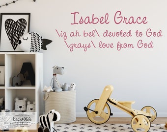 Name and Definition for Girls Vinyl Wall Decal (K-034a) - Back40Life