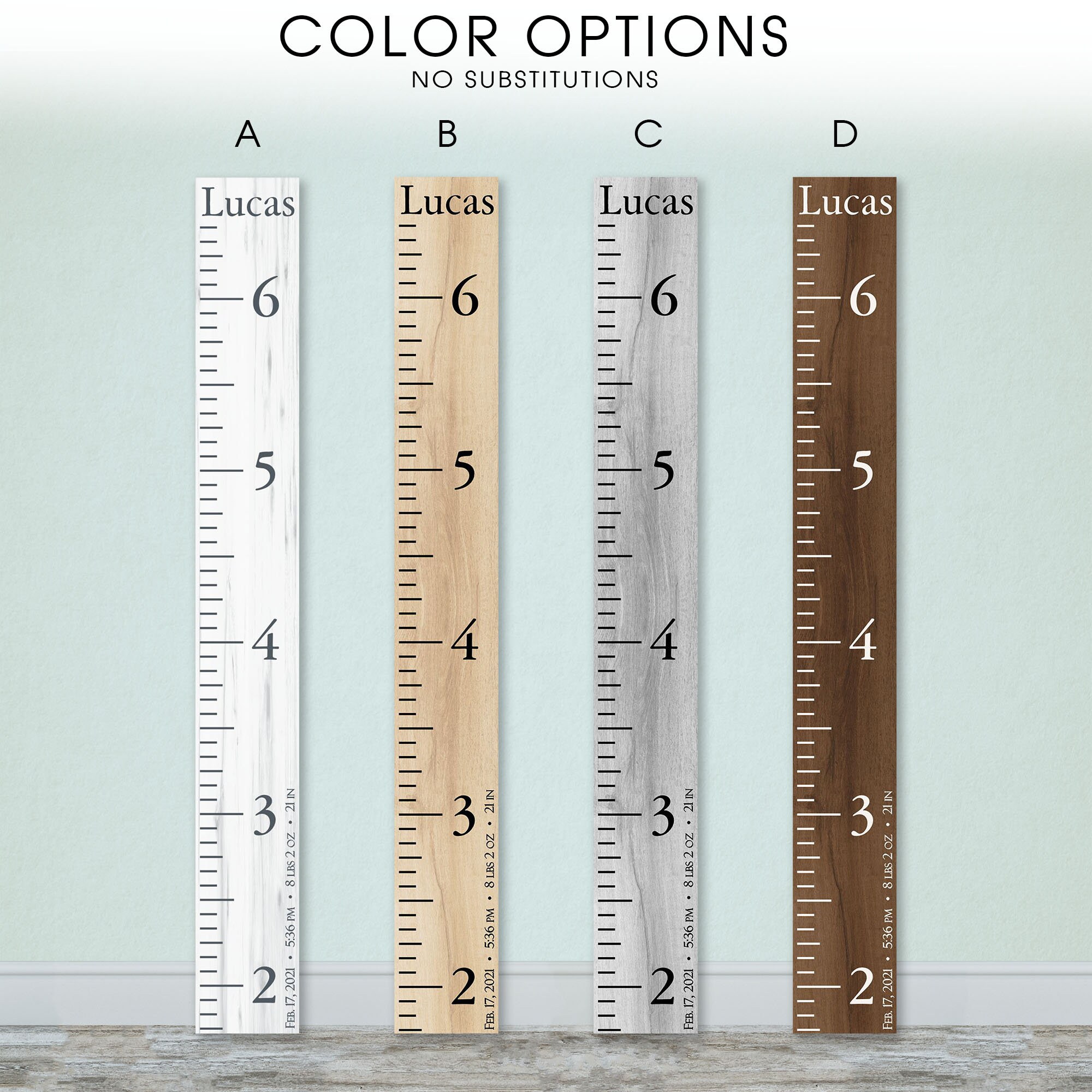 Personalized Wooden Kids Growth Chart - Height Ruler for Boys Girls ...