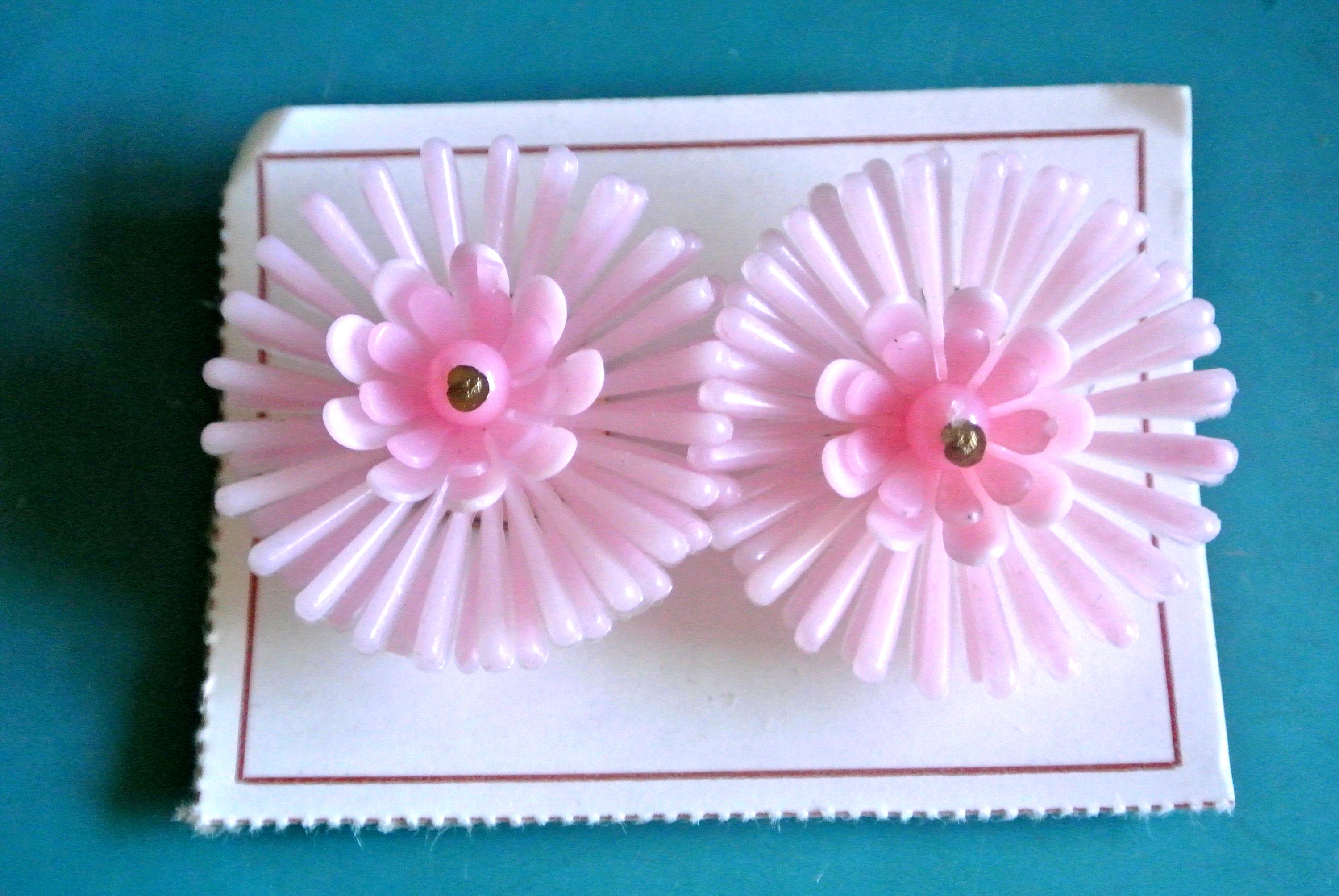 boucle d'oreille rose clips Francine Bramli
