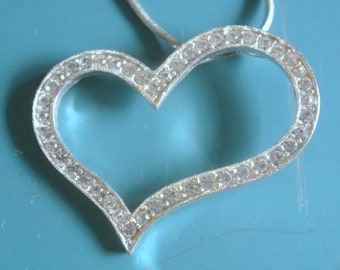 Vintage 1990s Large Handcrafted Heart-shaped Silvercolor
