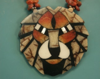 Amazing rare vintage 1970s handcrafted lion head necklace designed by worldknown hawaiian designer/artist Lee Sands