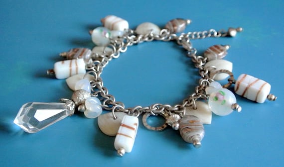 Bracelet Breloques Vintage Métal Argenté - Longueur 17-18 Cm - Occasion Fille