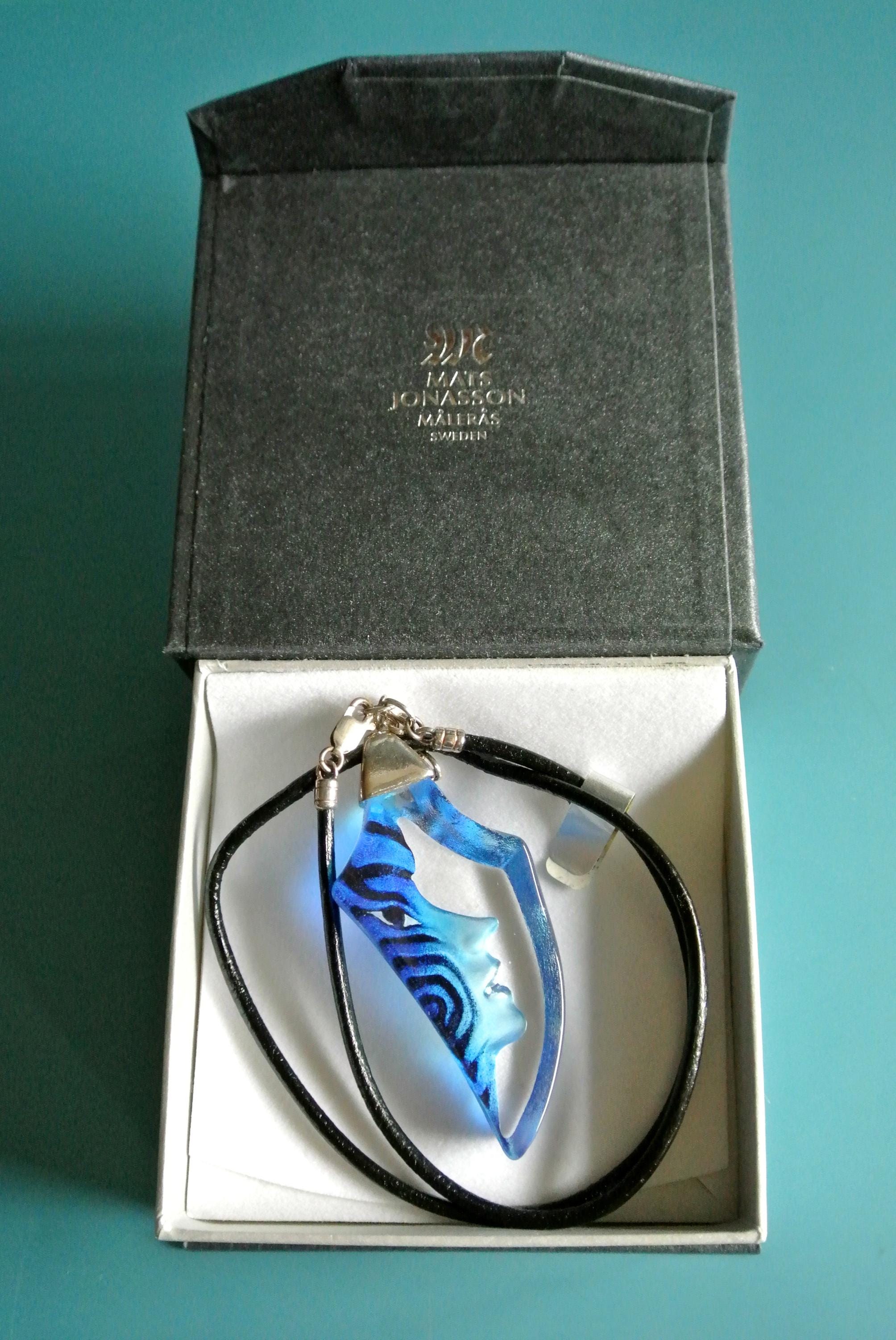 Mats Jonasson アートガラスペンダントネックレス：925シルバー