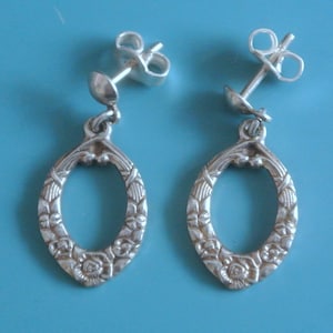 Vintage 1960s Sterling Silver Rose Earrings: 835 S Stamped