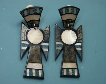 Rare beautiful collectible vintage 1980s unused angel earrings/clips designed by worldknown Hawaiian designer/artist Lee Sands