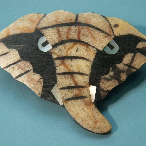 Rare vintage 1970s handcrafted elephant head brooch designed by worldknown hawaiian designer/artist Lee Sands