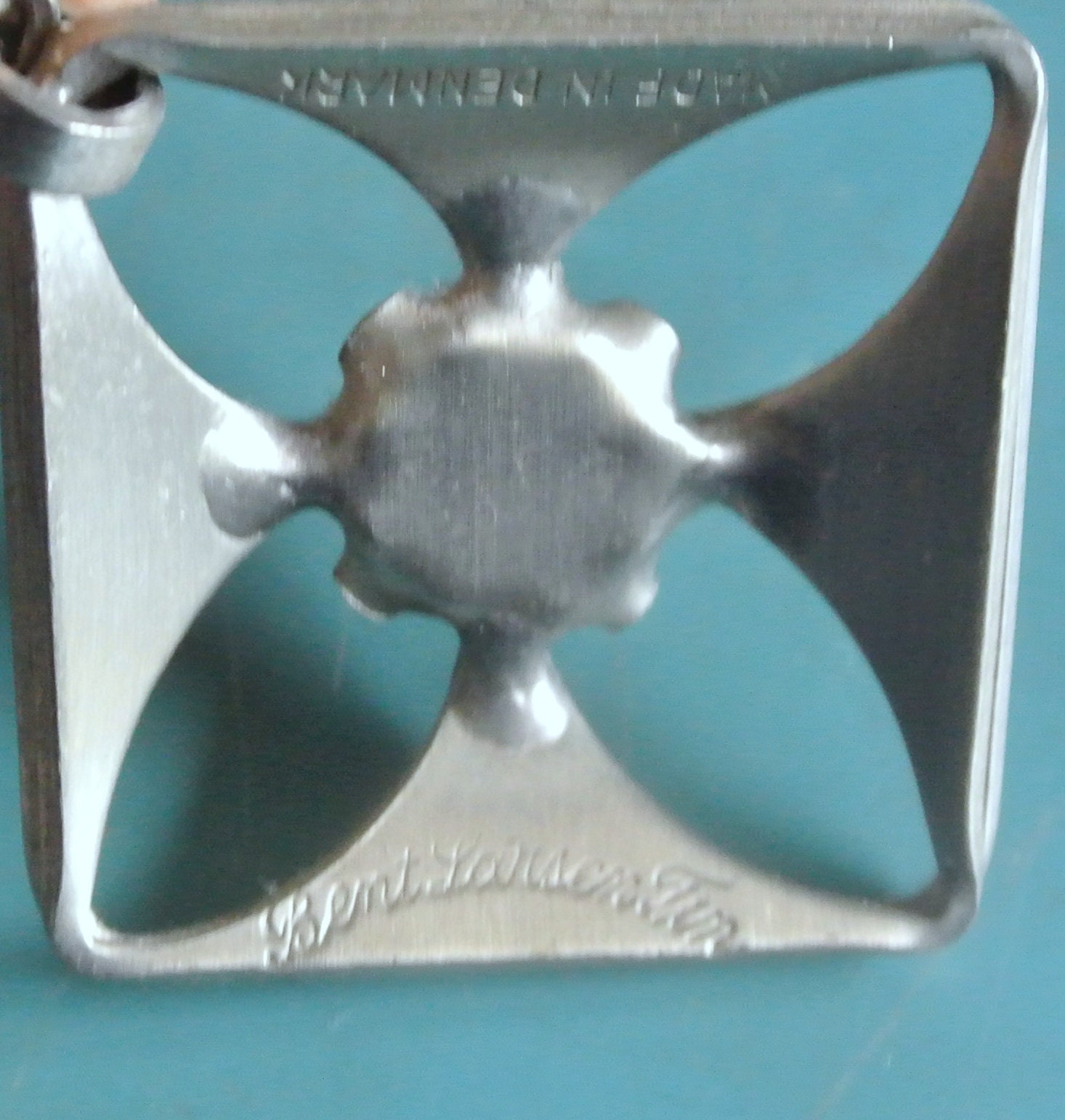 Vintage Bent Larsen Pewter Pendant Necklace: Danish Modernist