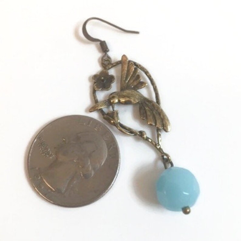 Baby Blue MOTHERS DAY SALE Vintage Look Hummingbird Earrings