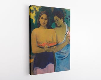 Two Tahitian Women (1899) by Paul Gauguin, HD Print on Vinyl Canvas