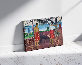 Under the Pandanus (1891) by Paul Gauguin, HD Print on Vinyl Canvas
