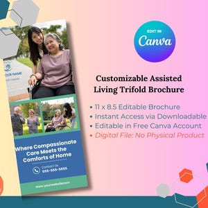 Assisted Living Brochure Template: Resident Quote, Editable Canva Design