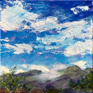 Clouds Over the Catalinas Original Acrylic Painting 8&quot;x8&quot; Sky Painting Art Astronomy Art Best Fine Art Home Surreal Art Skyscape