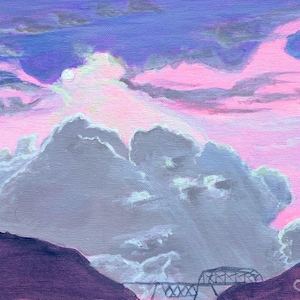 Thunderstorm at the Marina Original Acrylic Painting 12&quot;x9&quot; Sky Painting Original Wall Art Storm Art Best Fine Art Home Surreal Art Skyscape