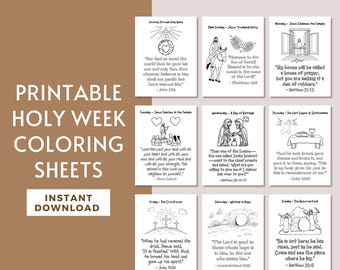 Holy Week Coloring Pages, Easter Story Coloring Sheets Holy Week Activities for Kids, Christian Holy Week Printables Devotional Color Pages
