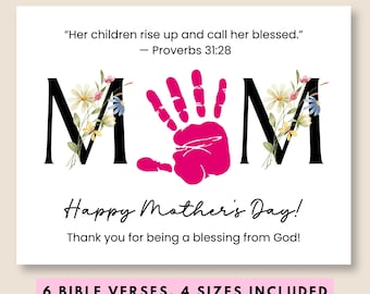 Mother's Day Bible Craft for Kids, Mom Handprint Craft for Preschool Christian Handprint Mother's Day Craft for Toddler, Sunday School Craft