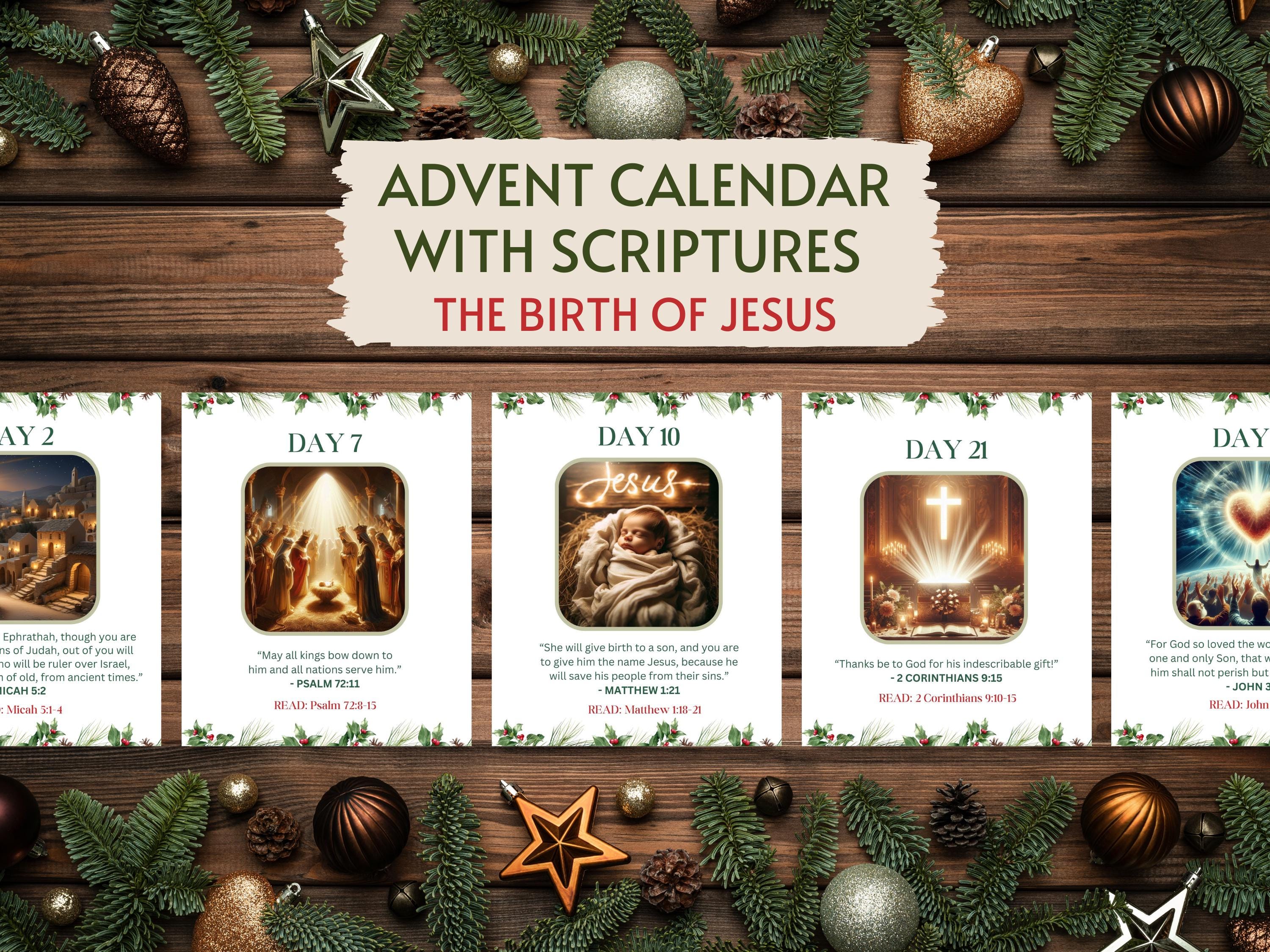 Printable Advent Scripture Cards, Nativity Advent Calendar Religious ...
