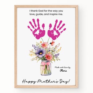 Artisanat chrétien fête des mères école du dimanche bambin jeune enfant, artisanat imprimable fête des mères préscolaire fête des mères église artisanat cadeau empreinte de main
