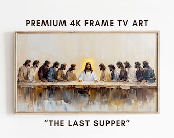 The Last Supper Frame TV Art, Christian Frame Tv Art Easter Holy Week Frame TV Art Modern Christian Tv Art Wide, God Jesus Frame Tv Art Work