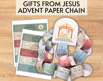 Gifts From Jesus Advent Paper Chain, Christmas Sunday School Crafts for Kids Church Preschool Activities Printable Bible Crafts Preschoolers