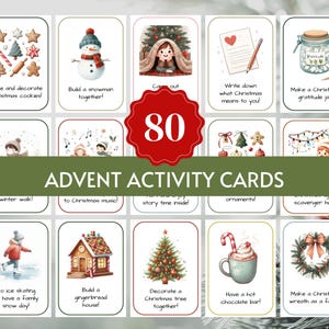 80 Printable Advent Activity Cards for Advent Calendar 2025, Advent Calendar for Kids & Family, Advent Calendar Fillers, Christmas Countdown