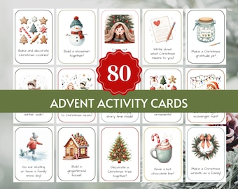 80 Printable Advent Activity Cards for Advent Calendar 2025, Advent Calendar for Kids & Family, Advent Calendar Fillers, Christmas Countdown