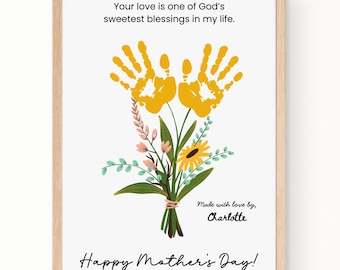 Mother's Day Sunday School Craft Toddler Pre K Kindergarten, Religious Christian Mothers Day Bible Craft Handprint Preschool Church Activity