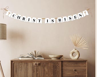 Printable Christ is Risen Banner, He is Risen Sign Jesus Resurrected He is Risen Craft Christian Easter Decorations, Jesus Has Risen Garland