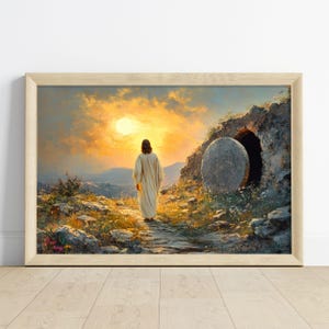 Dipinto di Tomba Vuota, Lui è Risorto, Arte Murale, Lui è Risorto, Stampabile, Gesù, Dipinto di Pasqua, Stampa di Gesù, Resurrezione di Gesù, Arte Murale, Arte Murale Quaresima
