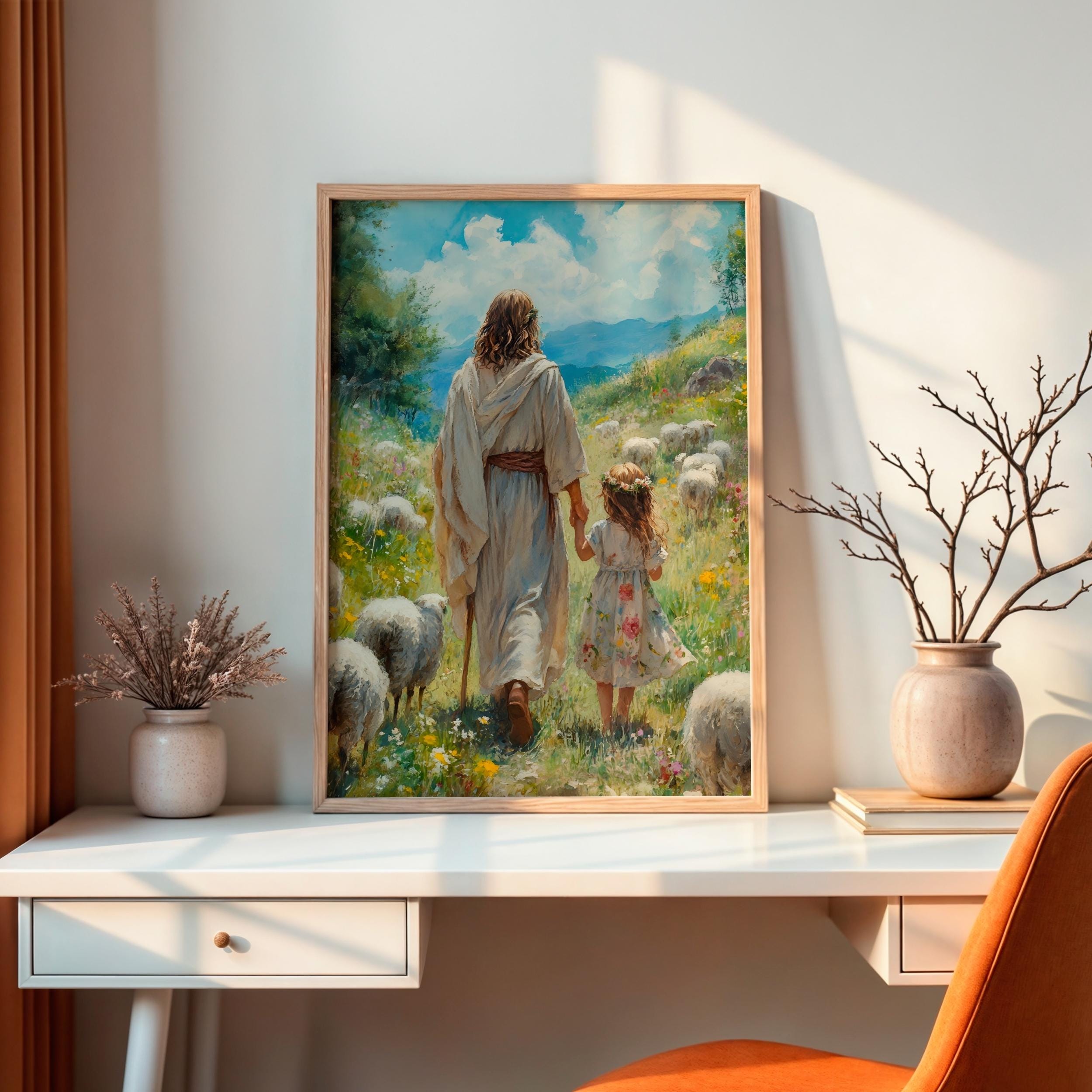 Stampa artistica da parete Gesù Cristo e Bambino Religioso Spirituale Cristiano Belle Arti Unframe-style1 30×45 cm