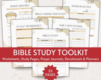Bible Study Printable Bible Study Guide, Prayer Journal Template, Bible Study Template, SOAP Bible Study Sheets, Verse Mapping, Sermon Notes