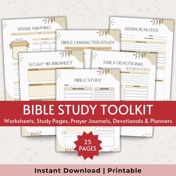 Bible Study Printable Bible Study Guide, Prayer Journal Template, Bible Study Template, SOAP Bible Study Sheets, Verse Mapping, Sermon Notes