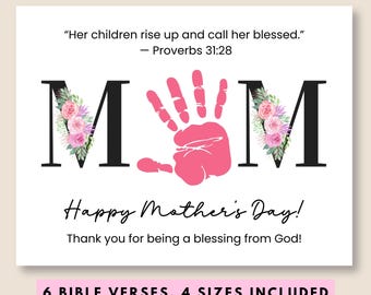 Mother&#39;s Day Sunday School Craft Toddler Mothers Day Christian Handprint Craft with Scripture, Religious Mothers Day Craft Preschool Church