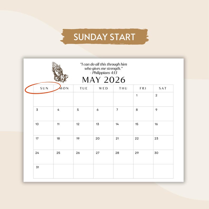 Printable Christian Calendar 2026 Monthly Calendar With Bible Verses ...