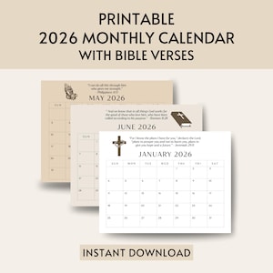 Printable Christian Calendar 2026 Monthly Calendar With Bible Verses Sayings Quotes Phrases, 2025 Printable Bible Verse Calendar Scriptures