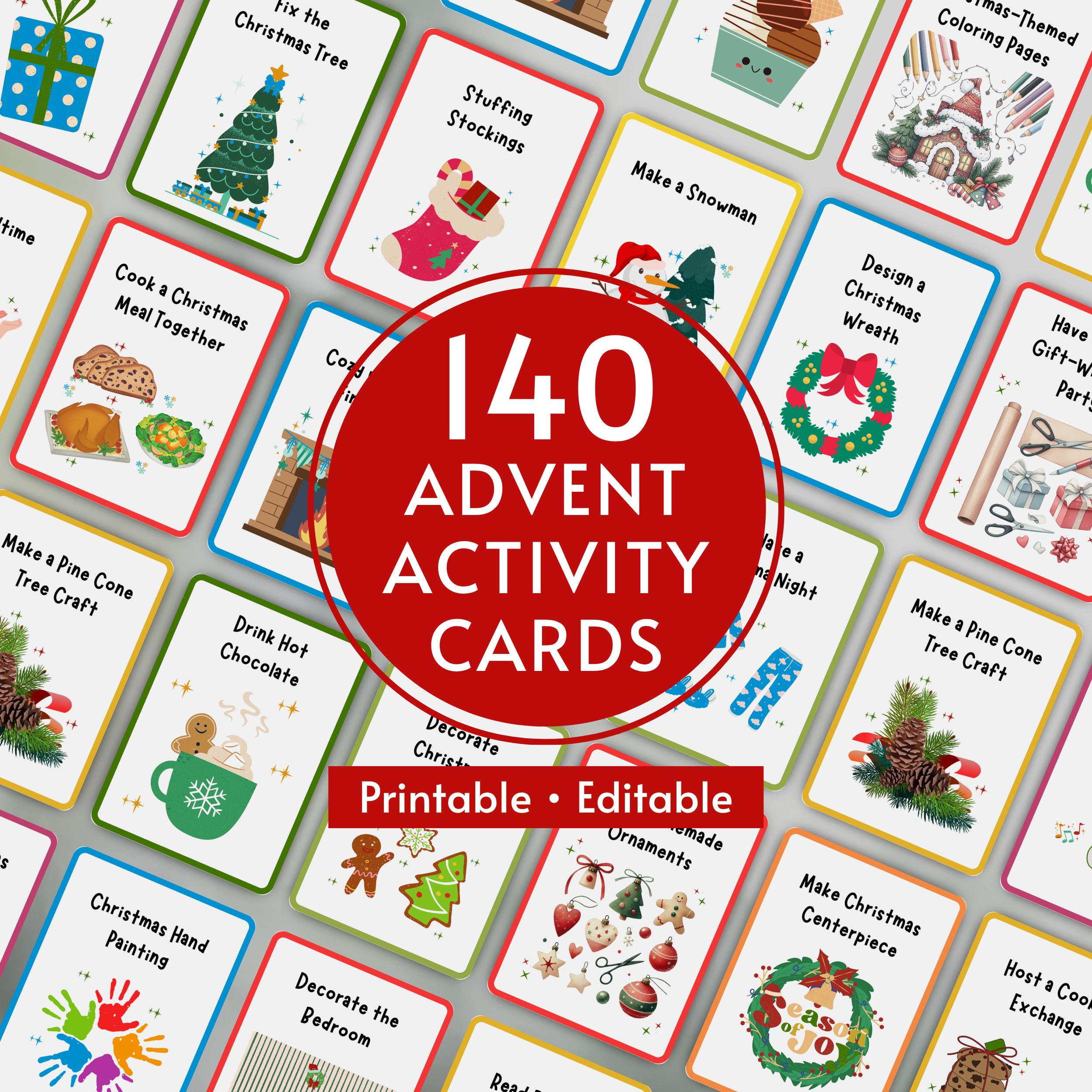 Printable & Editable Christmas Advent Activity Cards Printable Advent ...