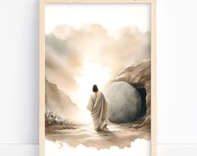 He is Risen Wall Art Printable, Watercolor Jesus Painting Easter ...