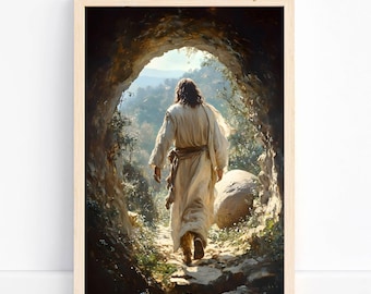 He is Risen Wall Art Download, Jesus Painting Easter Decorations Bible Verse Wall Art Work, Easter Scripture Art Jesus Resurrection Wall Art