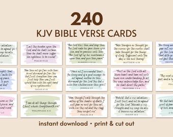 KJV Printable Bible Verse Cards Printable Scripture Cards, Christian Bible Affirmation Cards, Pocket Prayer Cards, Bible Memory Verse Cards