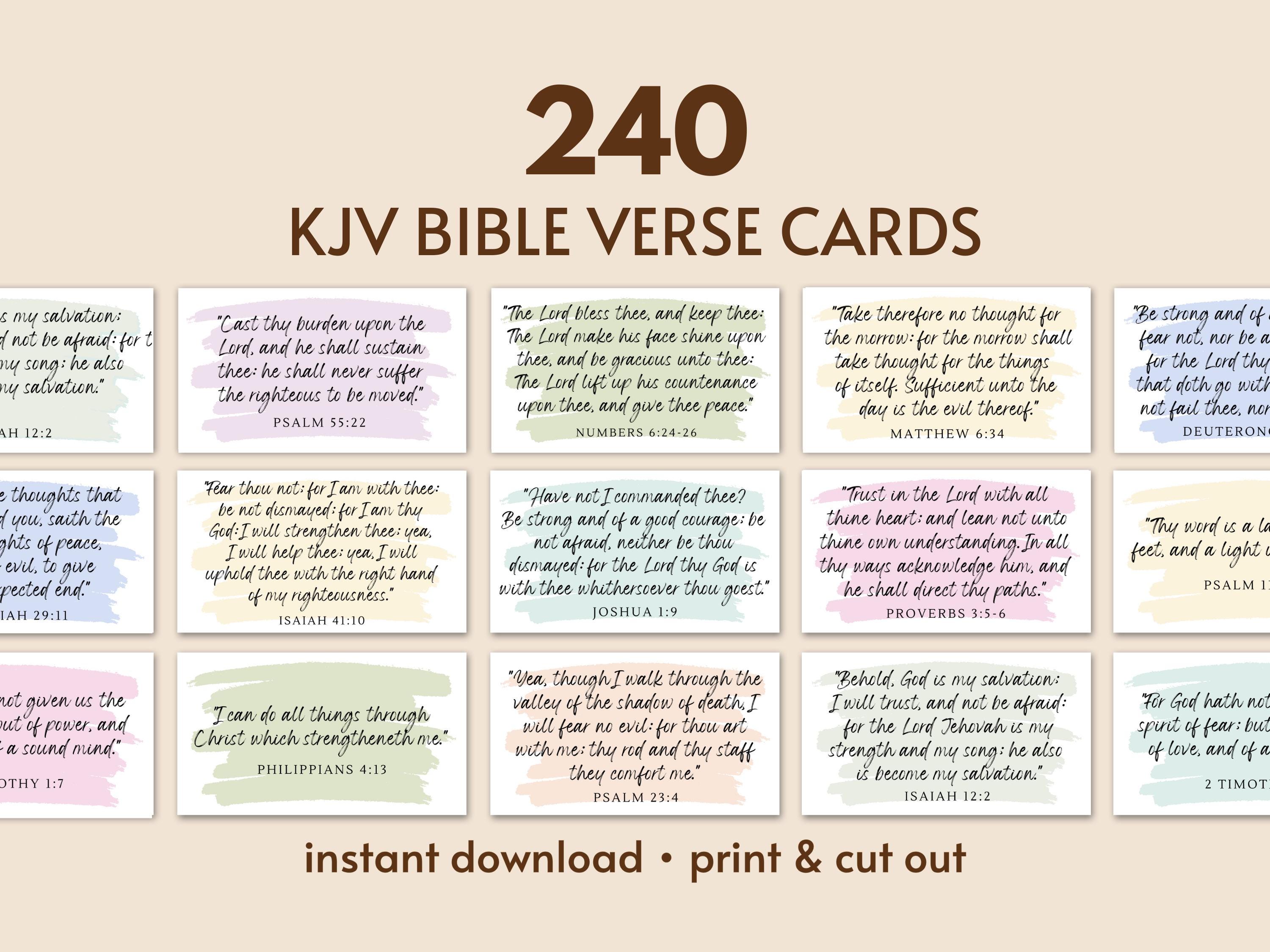 KJV Printable Bible Verse Cards Printable Scripture Cards, Christian Bible Affirmation Cards, Pocket Prayer Cards, Bible Memory Verse Cards