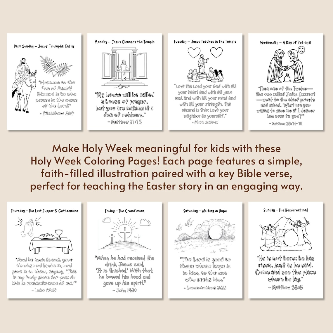 Printable Holy Week Activities for Kids, Holy Week Coloring Pages ...