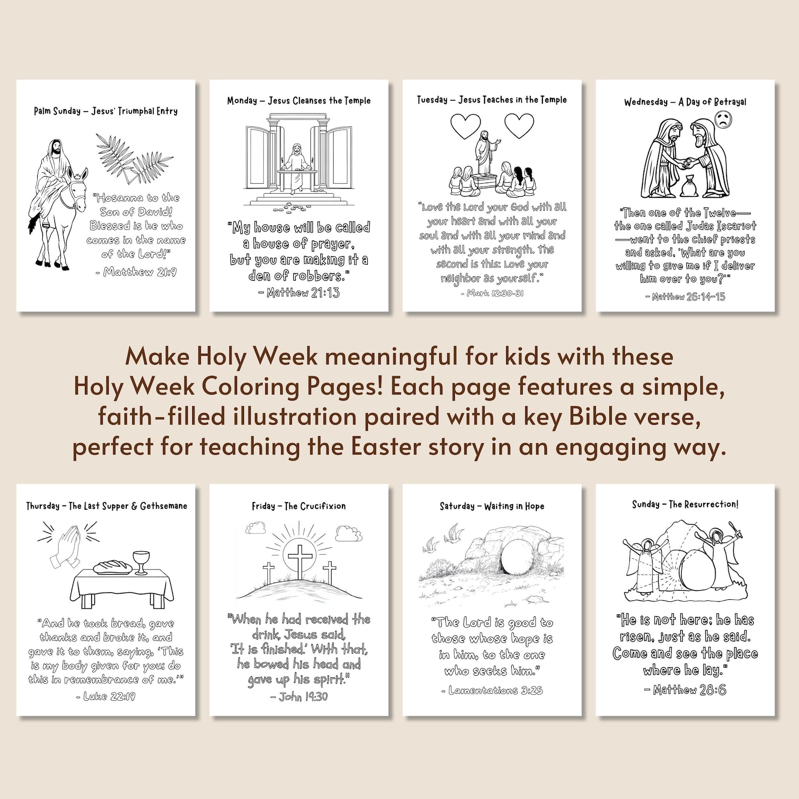 Printable Holy Week Activities for Kids, Holy Week Coloring Pages ...