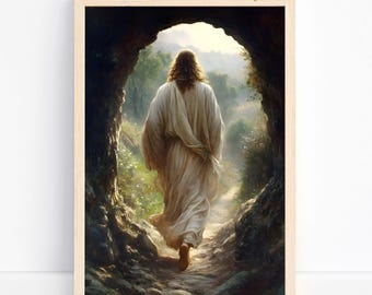 He is Risen Wall Art Download, Jesus Painting Easter Decorations Bible Verse Wall Art Work, Easter Scripture Art Jesus Resurrection Wall Art