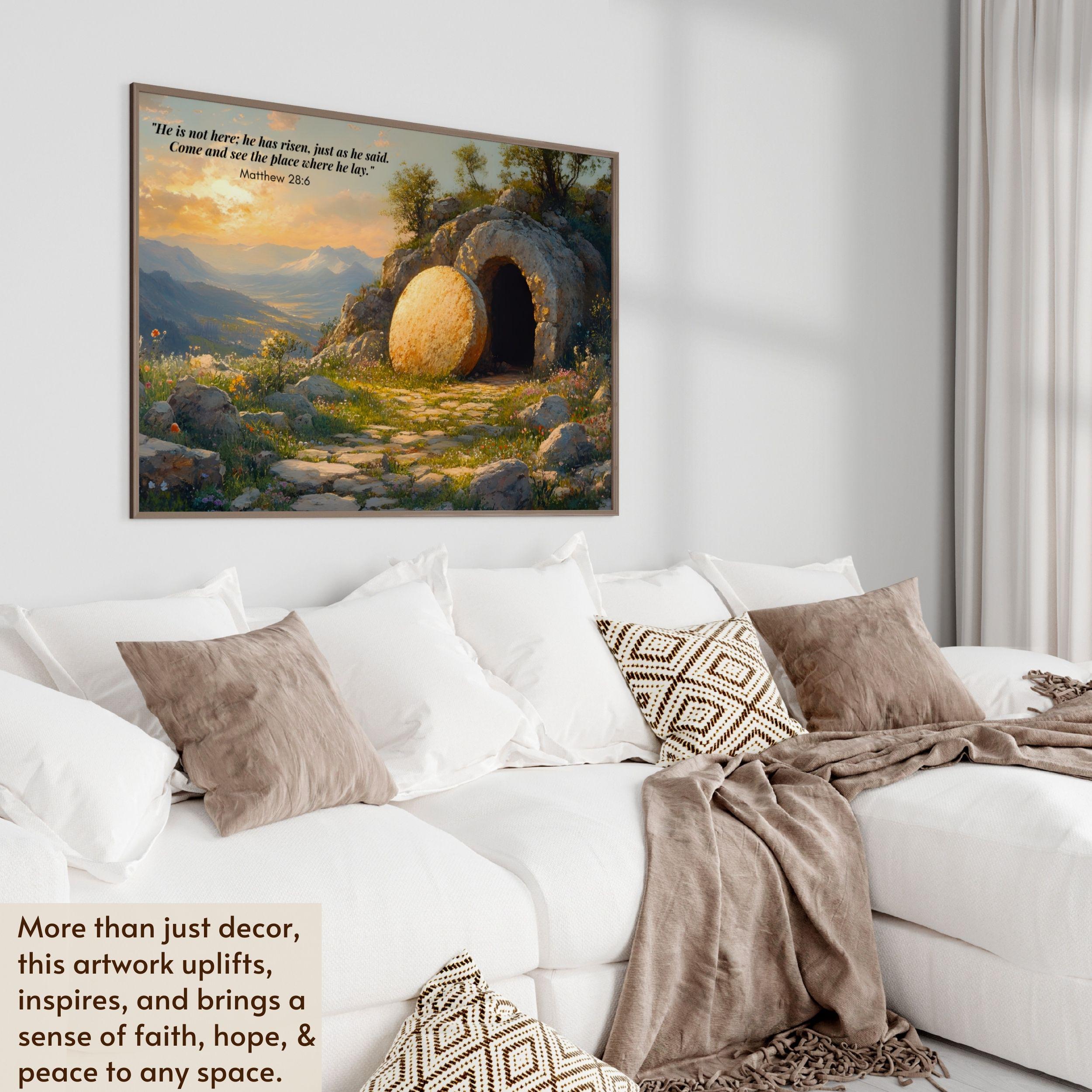He is Risen Wall Art Printable, Jesus Resurrection Wall Art, Bible ...