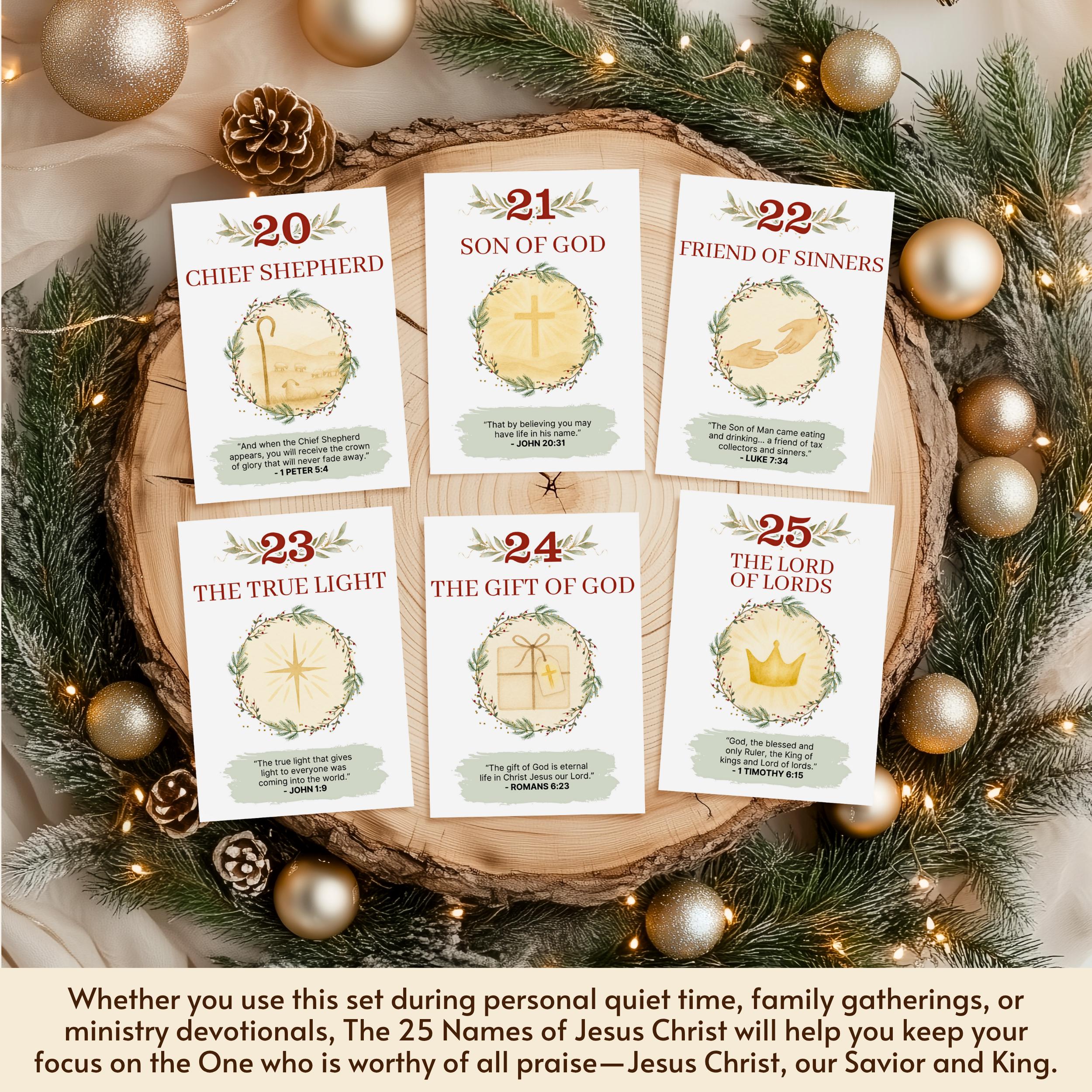 25 Names of Jesus Advent Cards, Christ Centered Christmas Advent ...