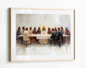 The Last Supper Wall Art, Last Supper Poster, Christian Wall Art Last Supper Print Oil Painting, Modern Last Supper Painting, Lord's Supper