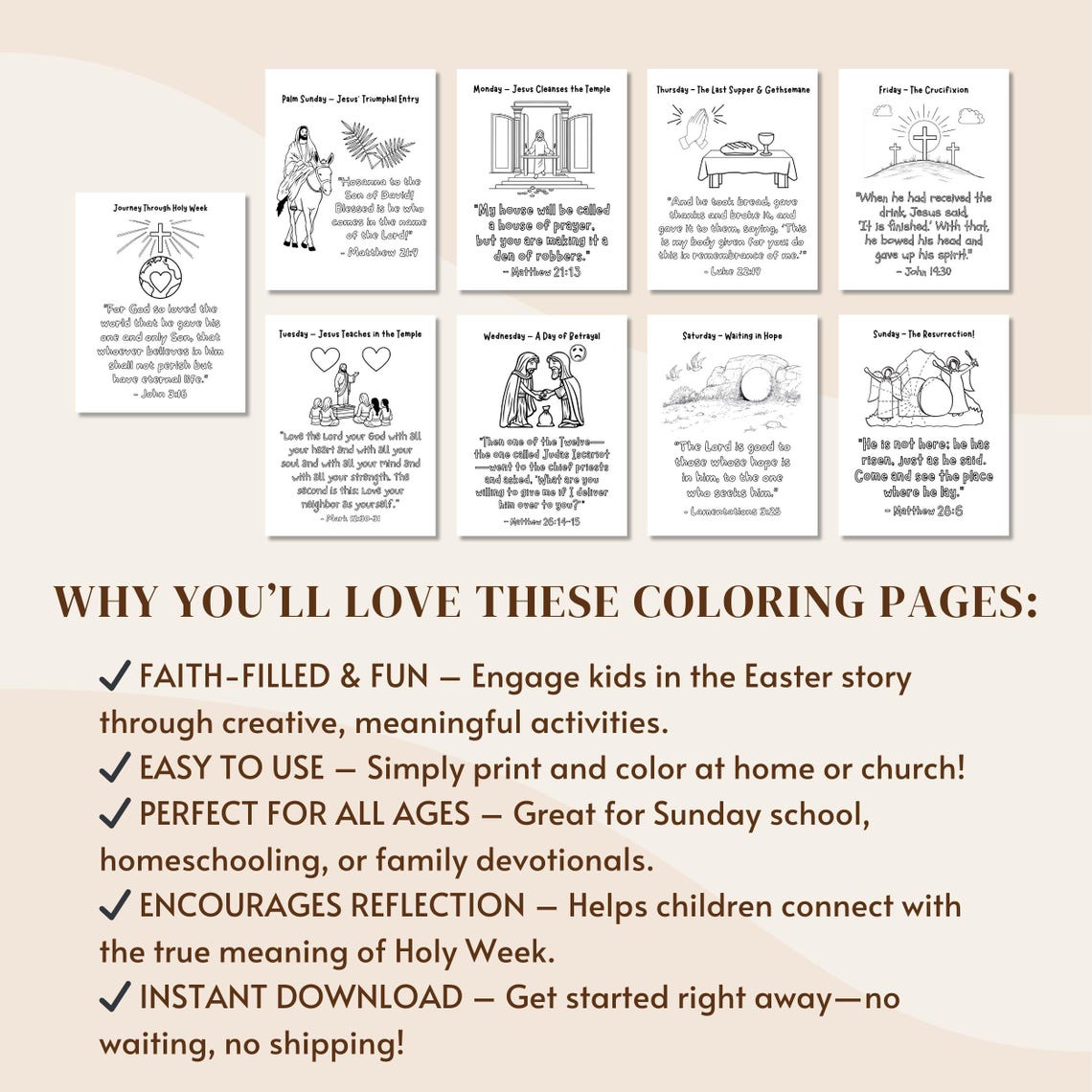 Printable Holy Week Activities for Kids, Holy Week Coloring Pages ...